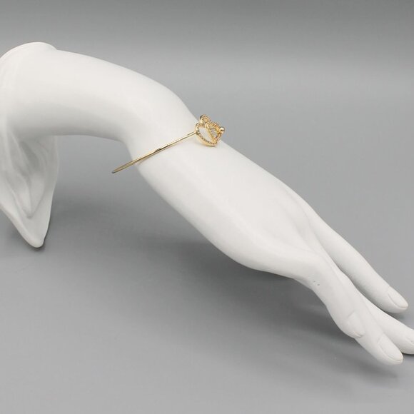 Jewelry bracelet heart love romantic sparkly sparkle yellow gold tone elegant - Picture 6 of 7